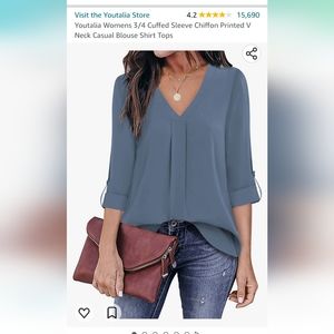 Chiffon blouse, size L, blue/grey